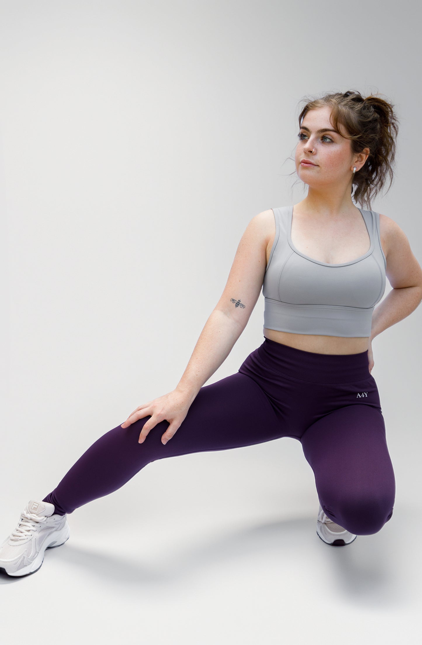 Light Grey Seamless Sports Bra with Open Back