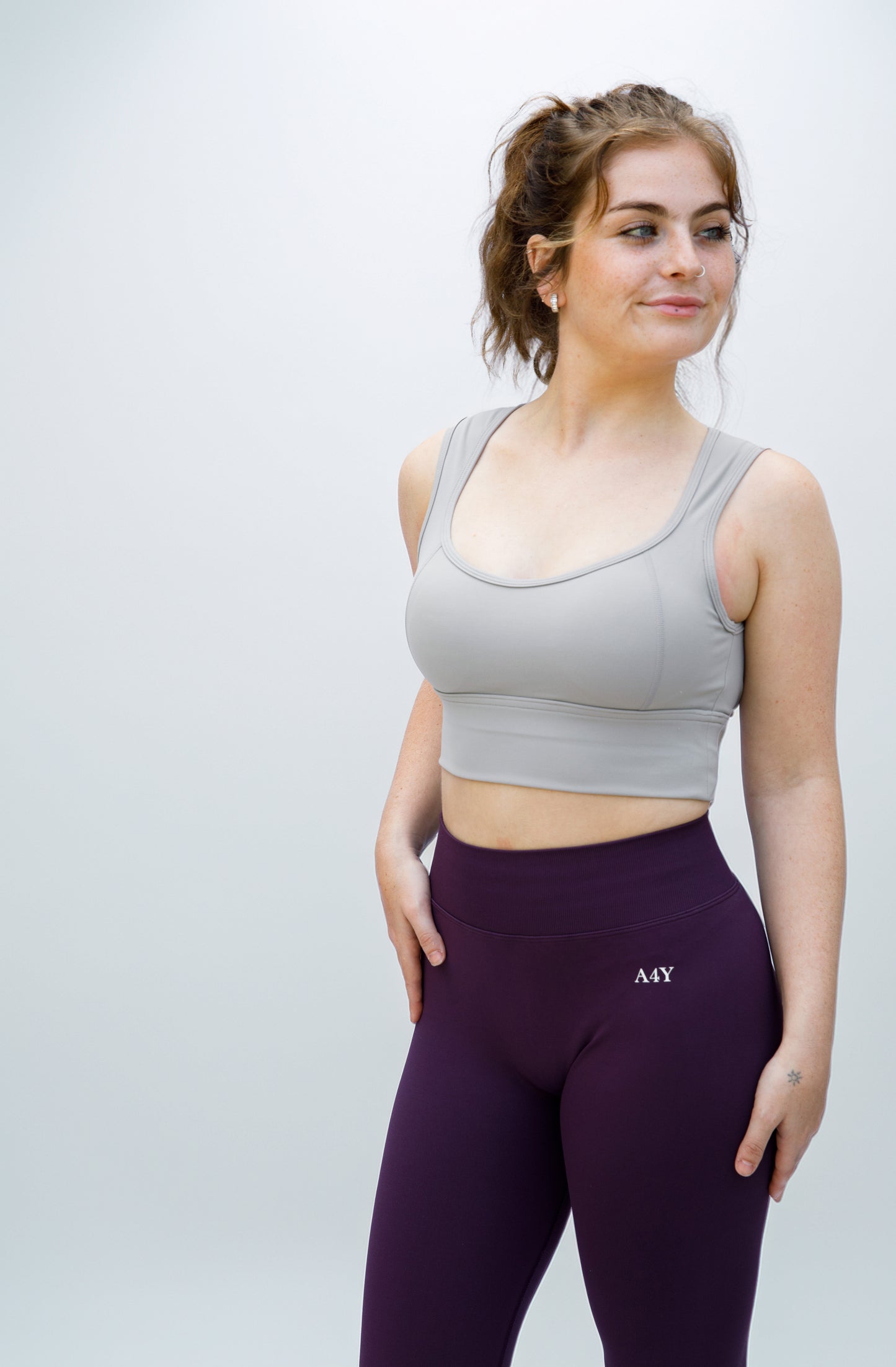 Light Grey Seamless Sports Bra with Open Back