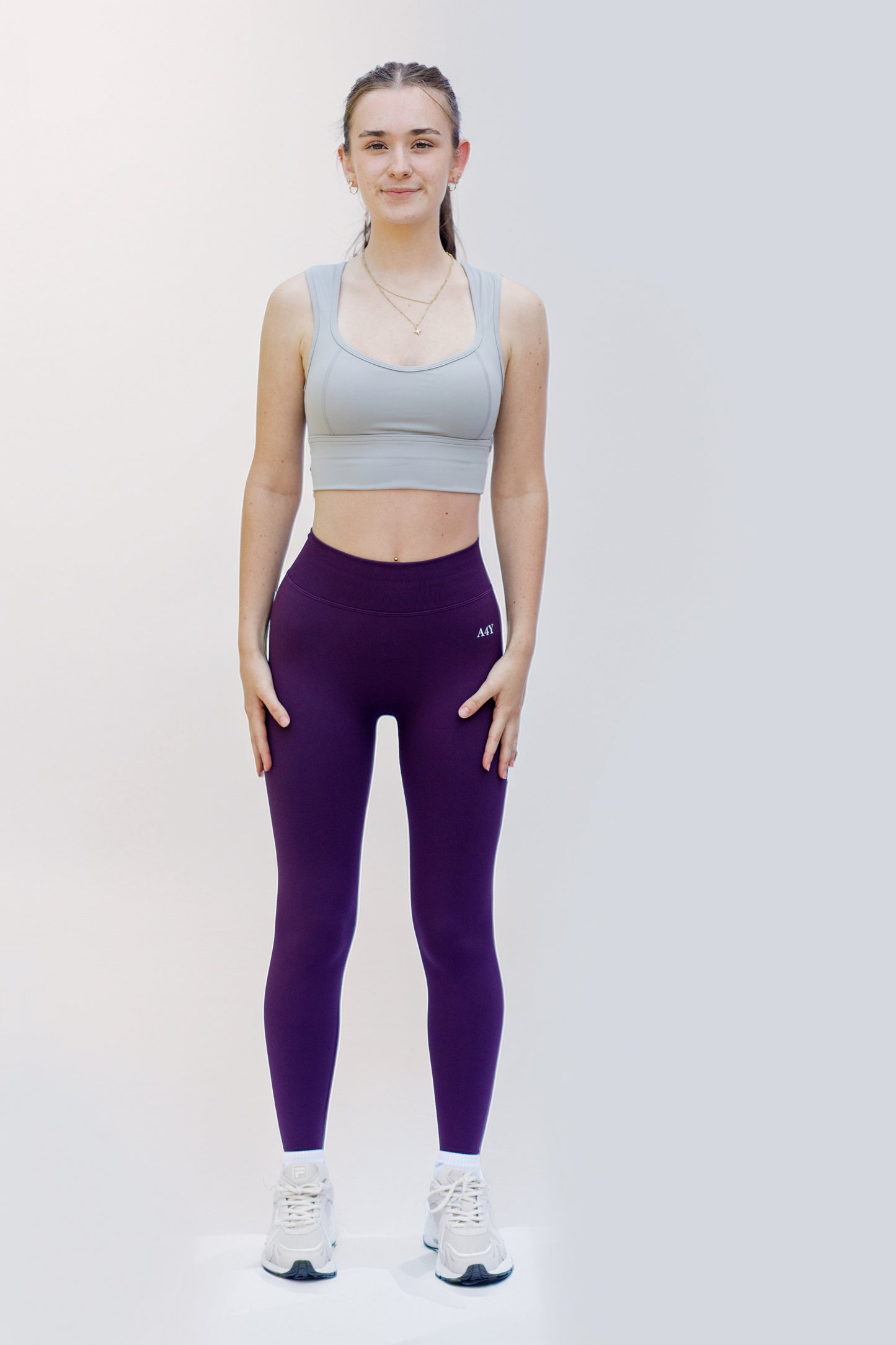 Light Grey Seamless Sports Bra with Open Back