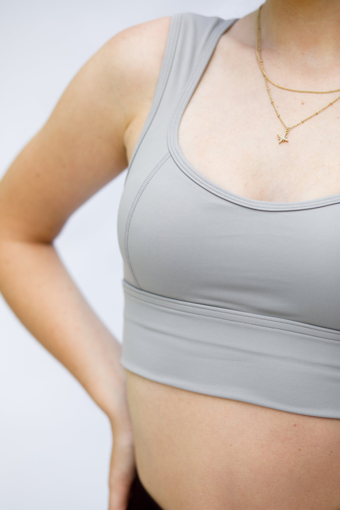 Light Grey Seamless Sports Bra with Open Back