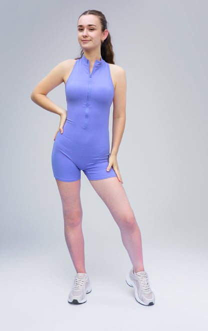 Lilac Seamless Zip Playsuit with Scrunch-Back Detail