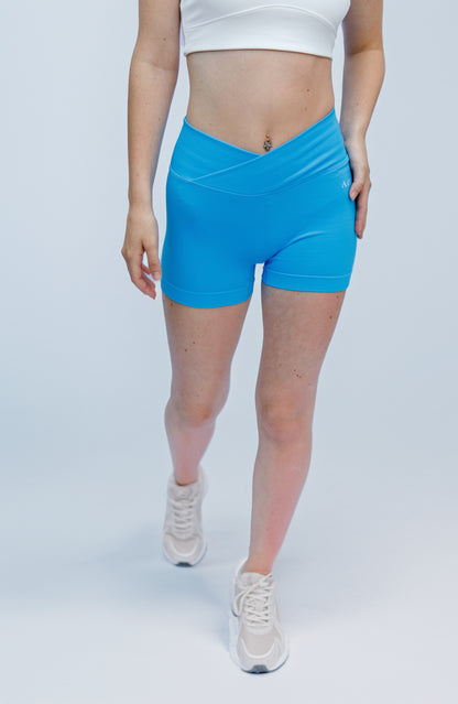 Light Blue Sculpting Seamless Shorts – High-Waist Activewear with Scrunch Detail