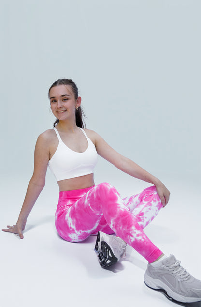 White Textured Double-Strap Crop Bra Top