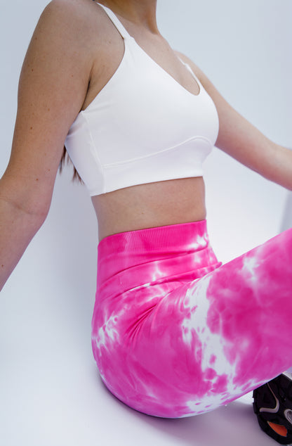 White Textured Double-Strap Crop Bra Top