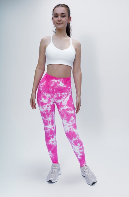 Pink Tie-Dye Seamless Sculpting Leggings
