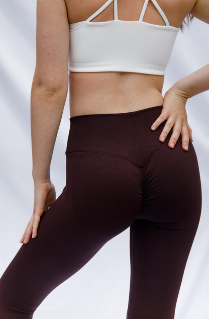 Chocolate Brown V-Waist Seamless Leggings