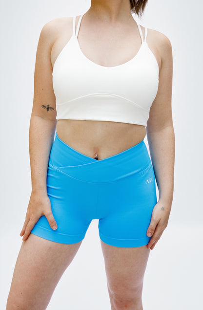 White Textured Double-Strap Crop Bra Top