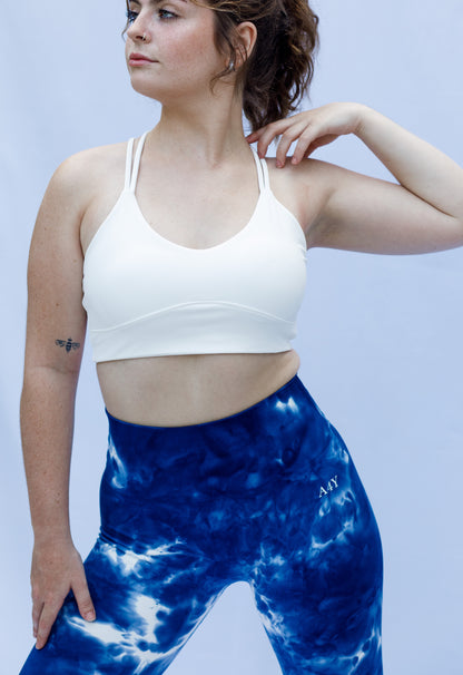 Navy Tie-Dye Seamless Leggings – High-Waisted Printed Activewear