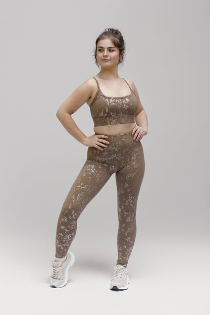 Women's A4Y Sport Chic Beige Set | Leggings and Top