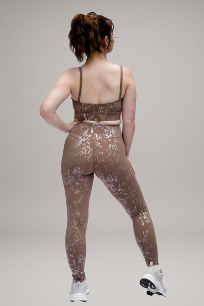 Women's A4Y Sport Chic Beige Set | Leggings and Top