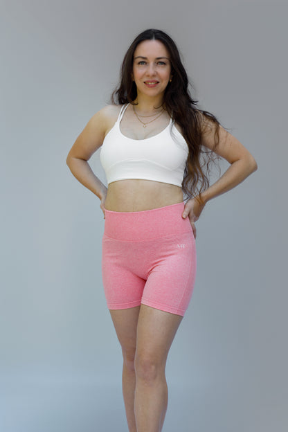 Rose Pink Seamless High-Waist Sculpting Bike Shorts