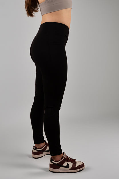 Black V-Waist Sculpting Leggings with Pockets