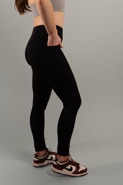 Black V-Waist Sculpting Leggings with Pockets