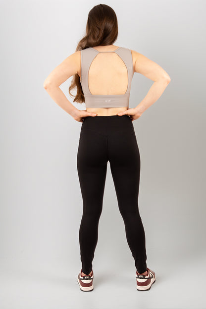 Black V-Waist Sculpting Leggings with Pockets